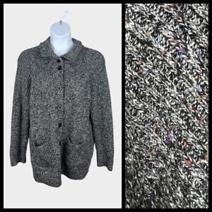 Draper's &‎ Damon's Black Heather Confetti Chunky Knit Sweater Cardigan 2X